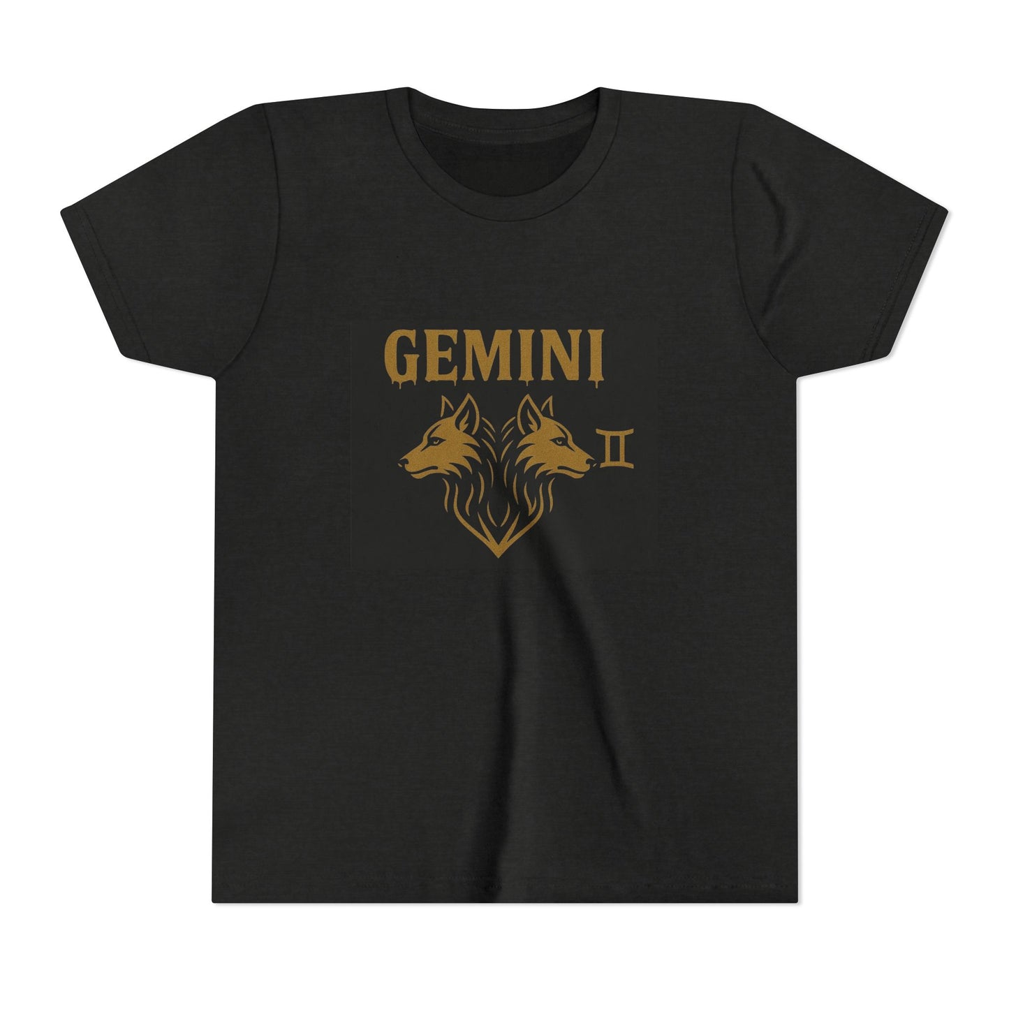 Gemini Wolf Youth Short Sleeve Tee - Astrology Shirt, Birthday Gift, Zodiac Apparel, Unique Tee for Kids