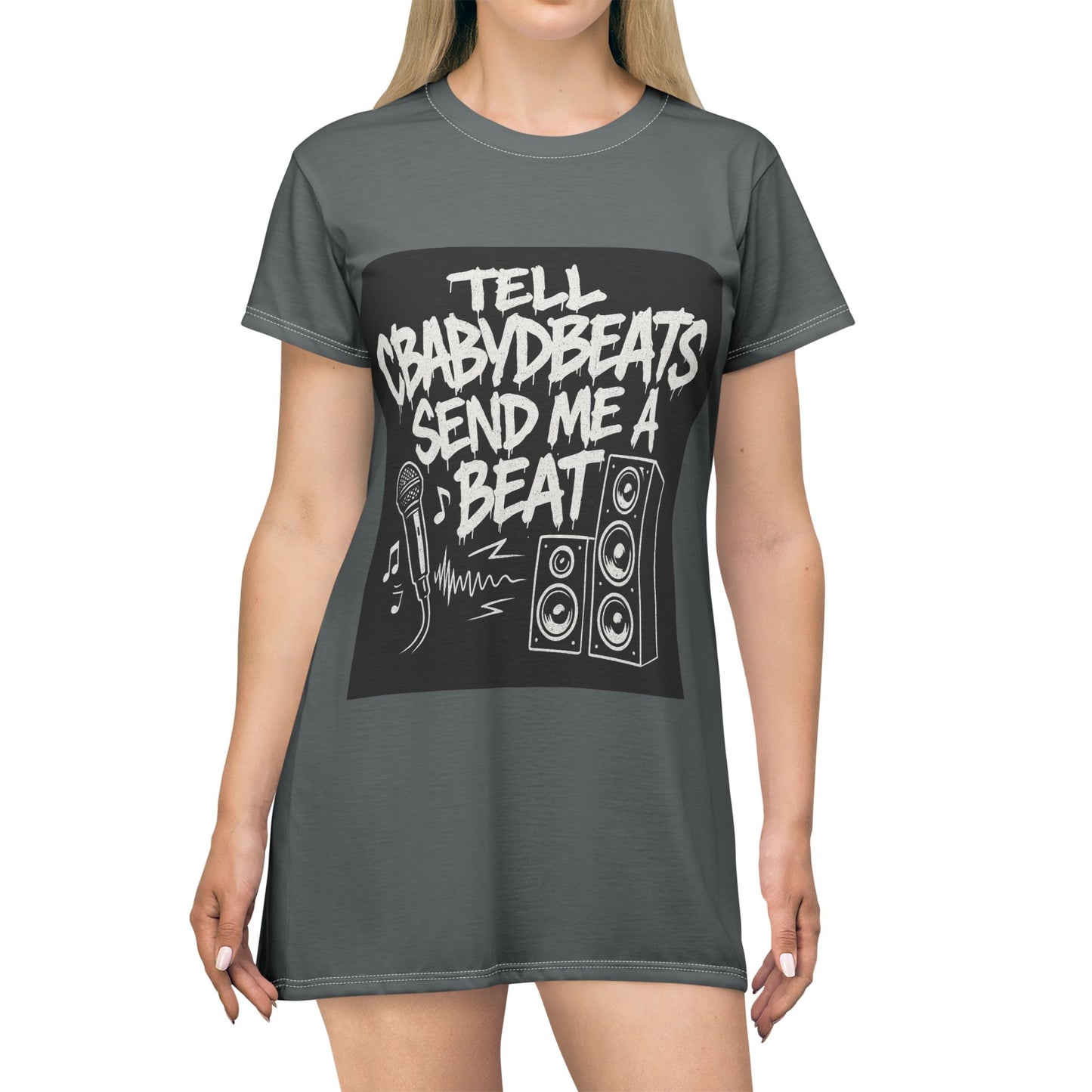 Music Vibes Graphic T-Shirt Dress, Casual Summer Dress, Women’s Lounge Wear, Gift for Music Lovers, Festival Outfit