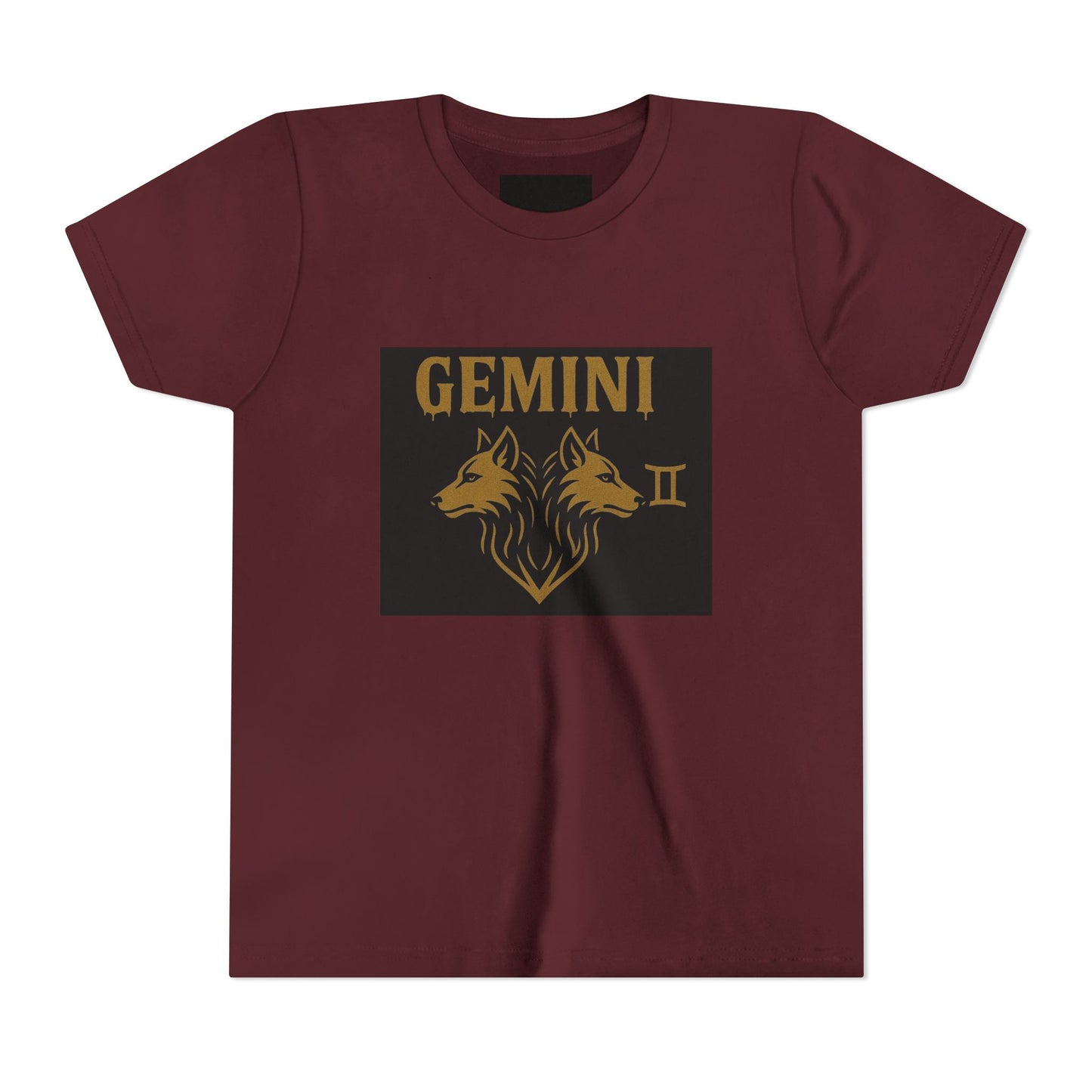 Gemini Wolf Youth Short Sleeve Tee - Astrology Shirt, Birthday Gift, Zodiac Apparel, Unique Tee for Kids