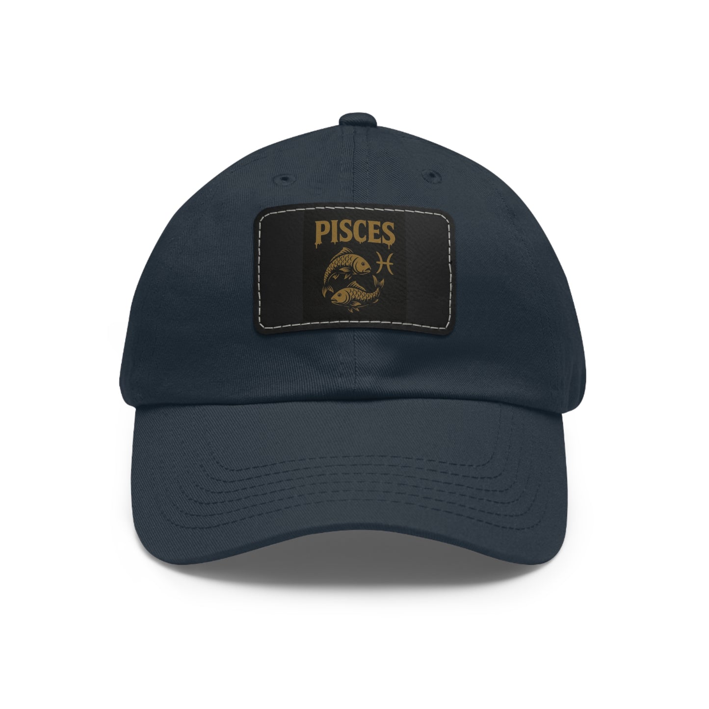 Pisces Dad Hat with Leather Patch, Astrology Fashion Hat, Gift for Pisces, Casual Outfit Accessory, Birthday Gift for Him