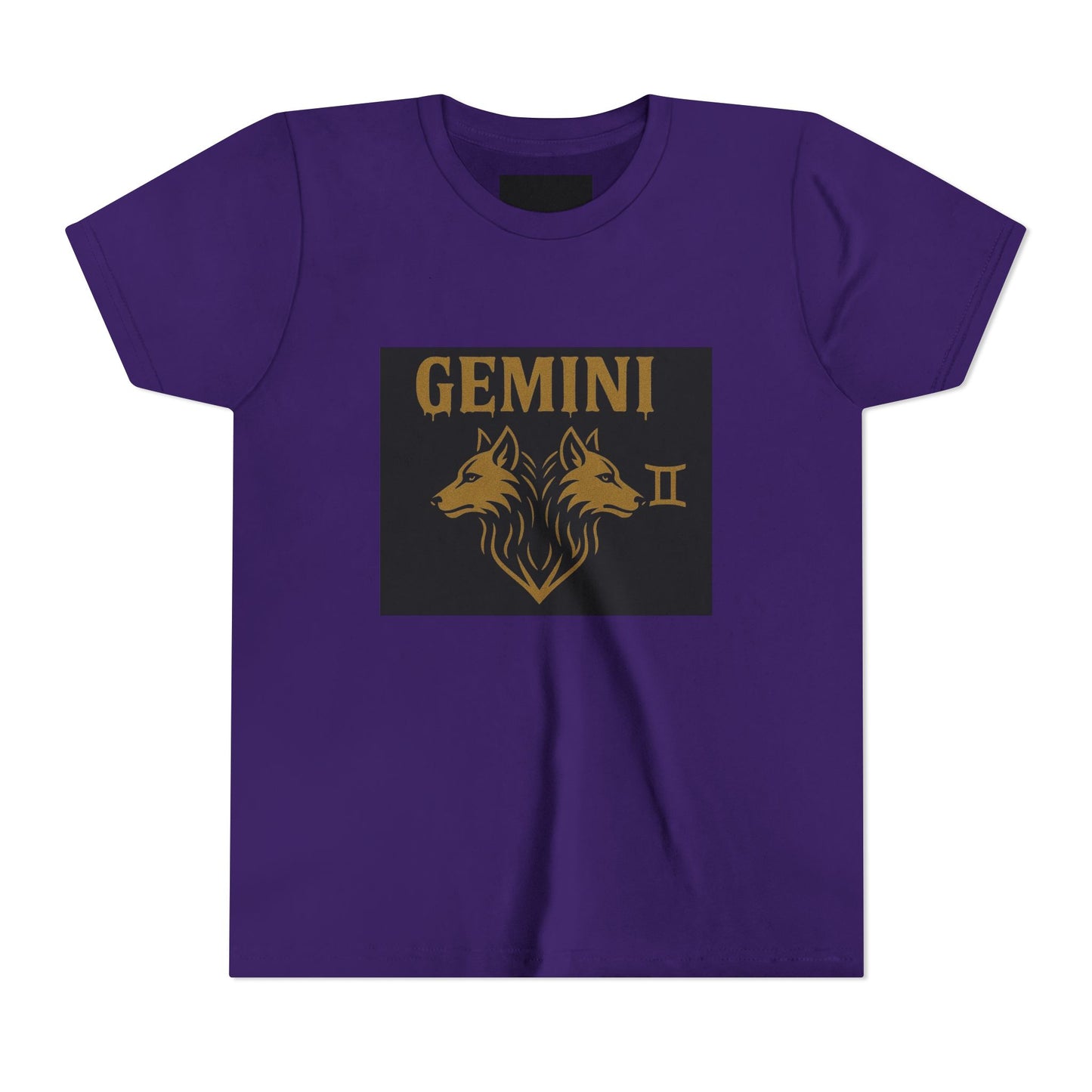 Gemini Wolf Youth Short Sleeve Tee - Astrology Shirt, Birthday Gift, Zodiac Apparel, Unique Tee for Kids