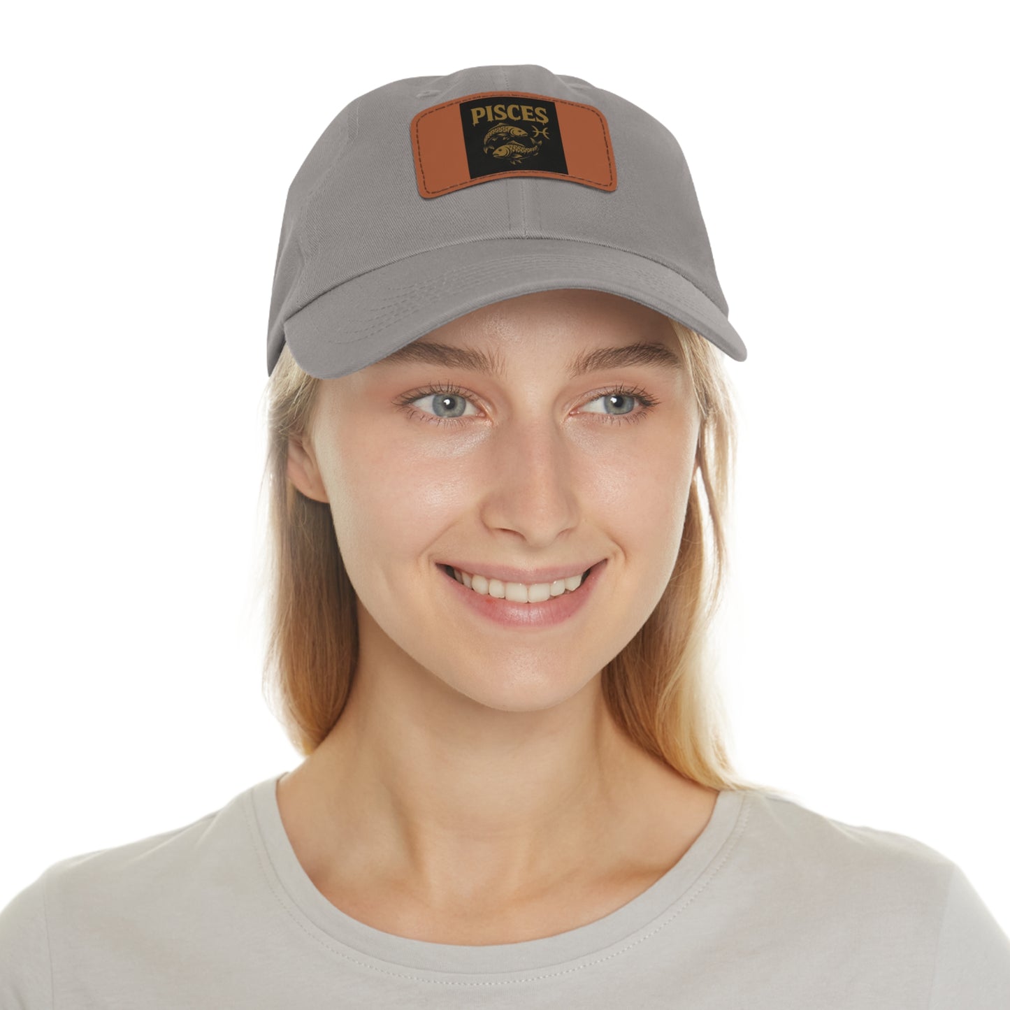 Pisces Dad Hat with Leather Patch, Astrology Fashion Hat, Gift for Pisces, Casual Outfit Accessory, Birthday Gift for Him