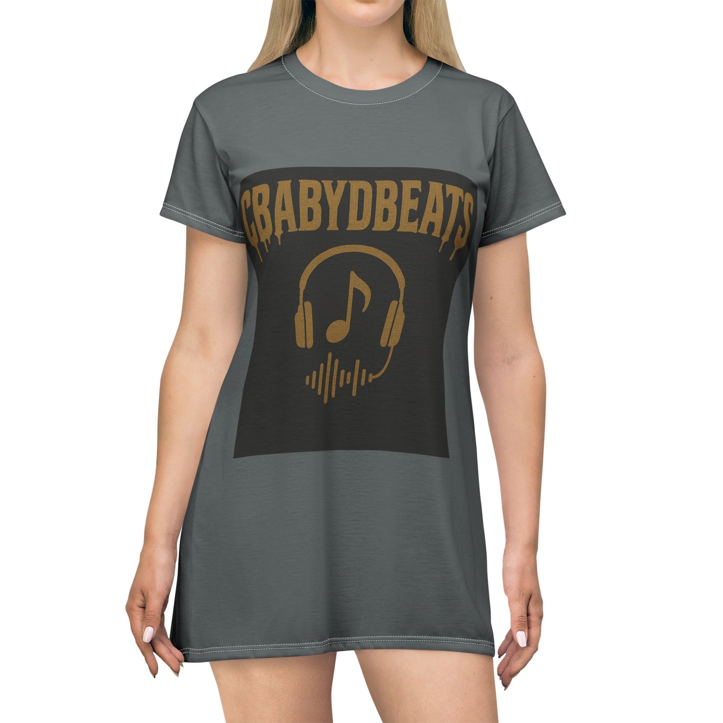 Music Vibes Graphic T-Shirt Dress, Casual Summer Dress, Women’s Lounge Wear, Gift for Music Lovers, Festival Outfit