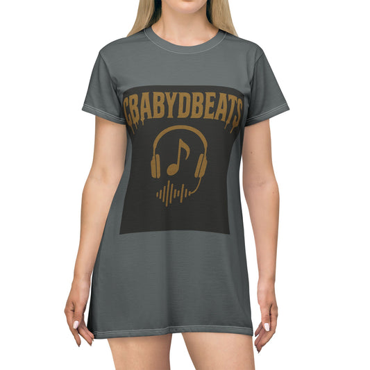 Music Vibes Graphic T-Shirt Dress, Casual Summer Dress, Women’s Lounge Wear, Gift for Music Lovers, Festival Outfit