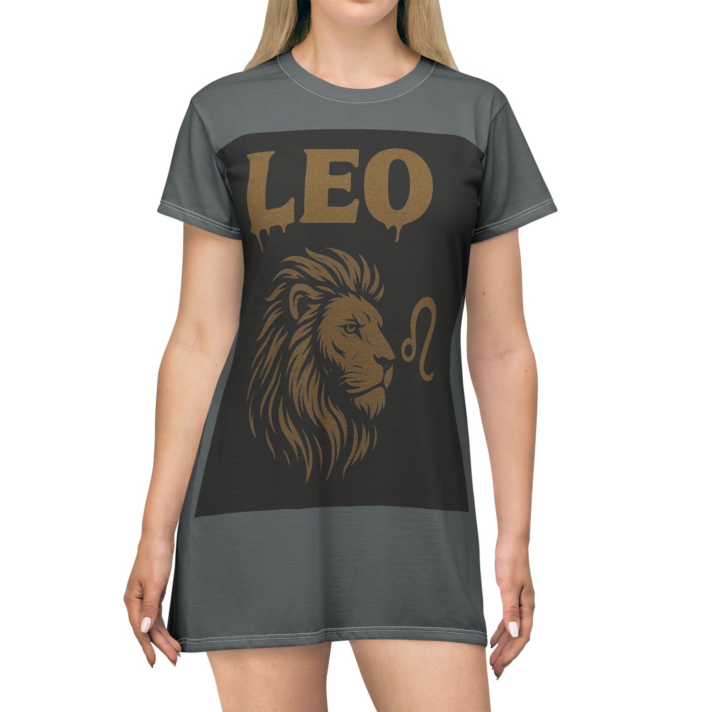 Leo Music Vibes Graphic T-Shirt Dress, Casual Summer Dress, Women’s Lounge Wear, Gift for Music Lovers, Festival Outfit