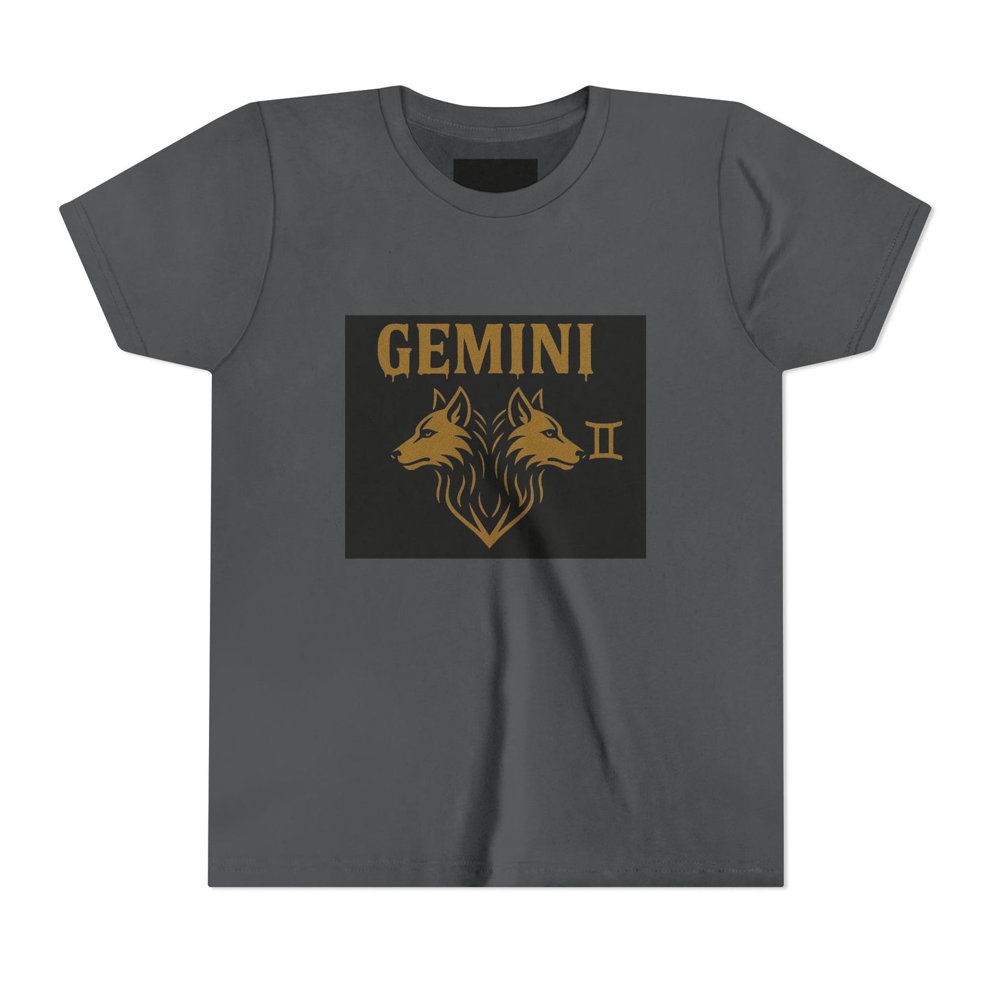 Copy of Gemini Wolf Youth Short Sleeve Tee - Astrology Shirt, Birthday Gift, Zodiac Apparel, Unique Tee for Kids