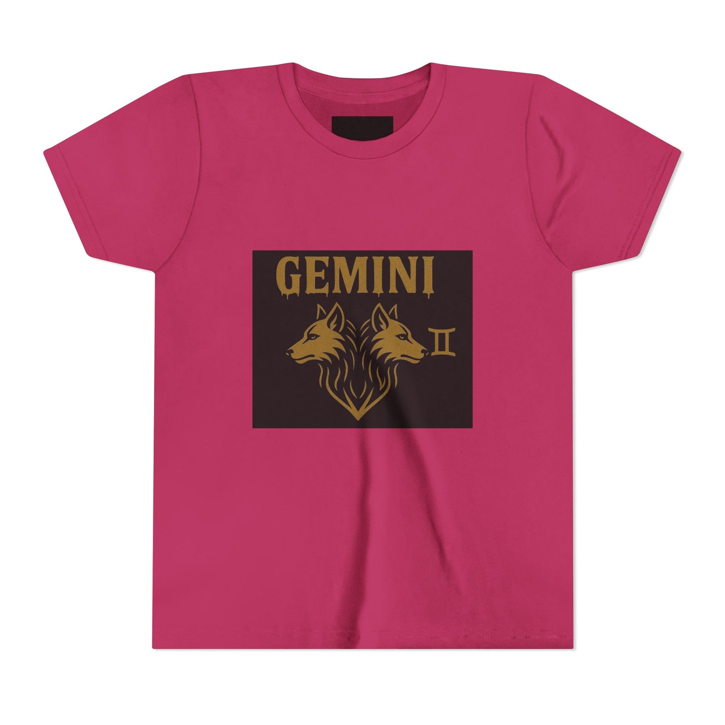 Gemini Wolf Youth Short Sleeve Tee - Astrology Shirt, Birthday Gift, Zodiac Apparel, Unique Tee for Kids