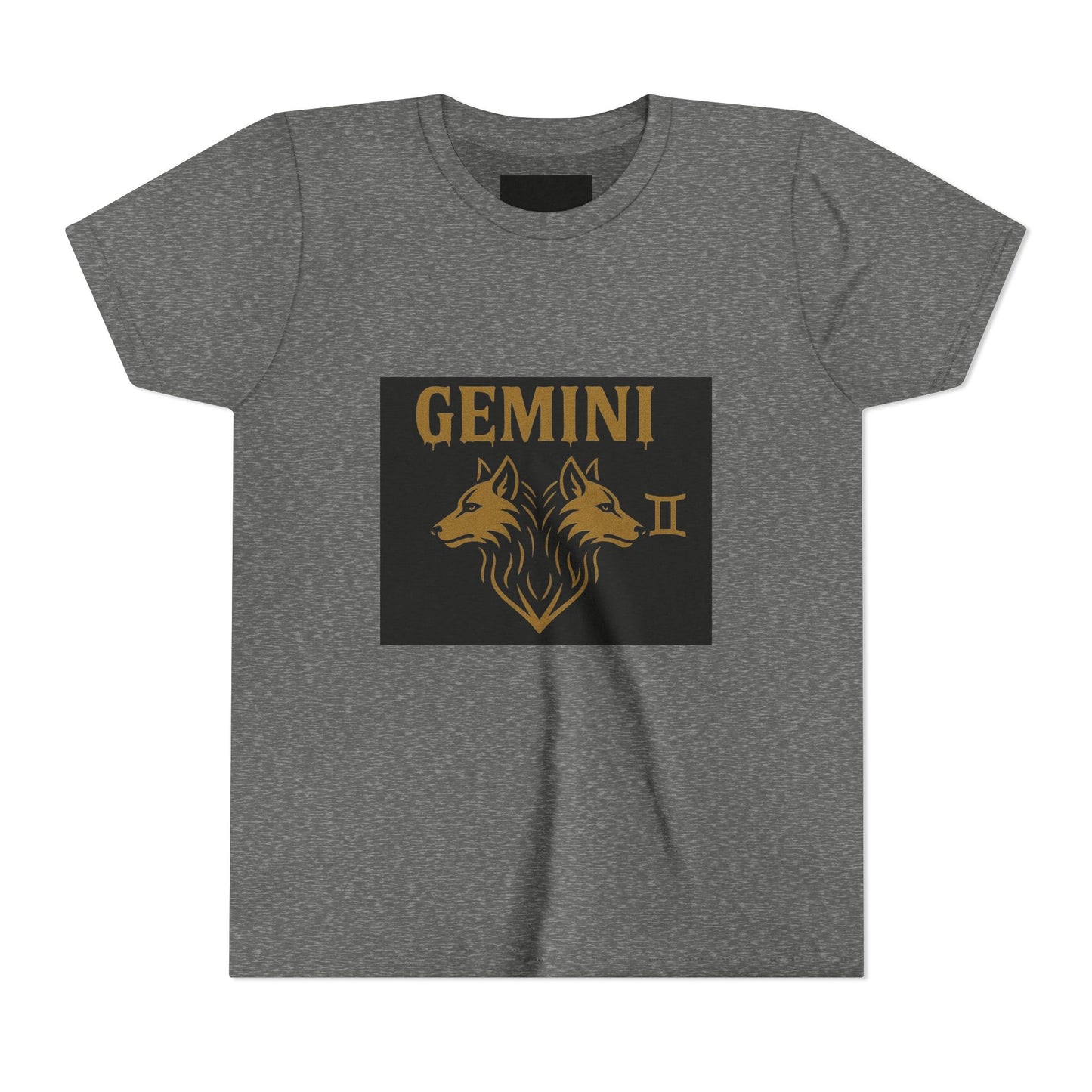 Gemini Wolf Youth Short Sleeve Tee - Astrology Shirt, Birthday Gift, Zodiac Apparel, Unique Tee for Kids