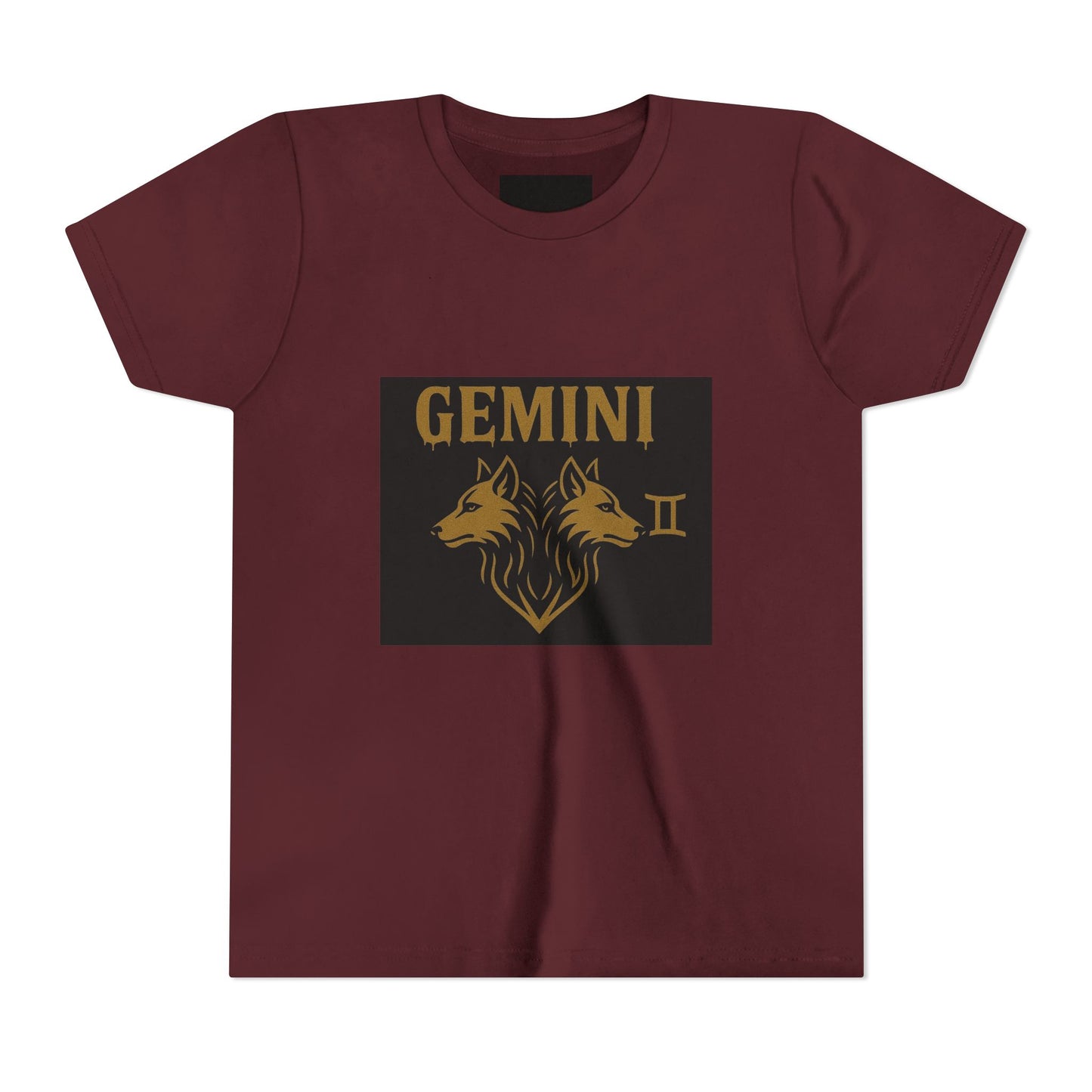 Gemini Wolf Youth Short Sleeve Tee - Astrology Shirt, Birthday Gift, Zodiac Apparel, Unique Tee for Kids