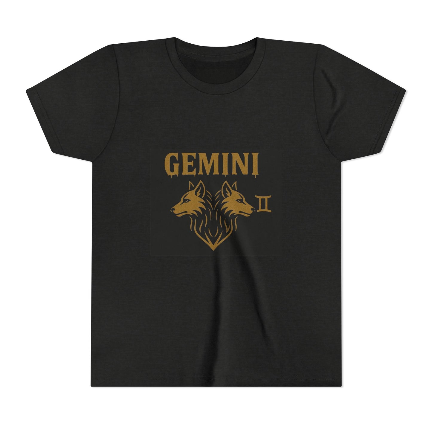 Gemini Wolf Youth Short Sleeve Tee - Astrology Shirt, Birthday Gift, Zodiac Apparel, Unique Tee for Kids