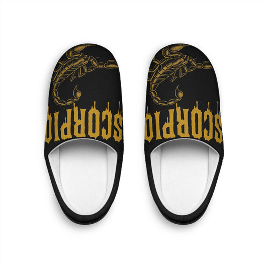 Cozy Scorpion Print Unisex Indoor Slippers, Cute Home Footwear, Gift for Her, Zodiac Slippers, Comfortable Lounge Shoes