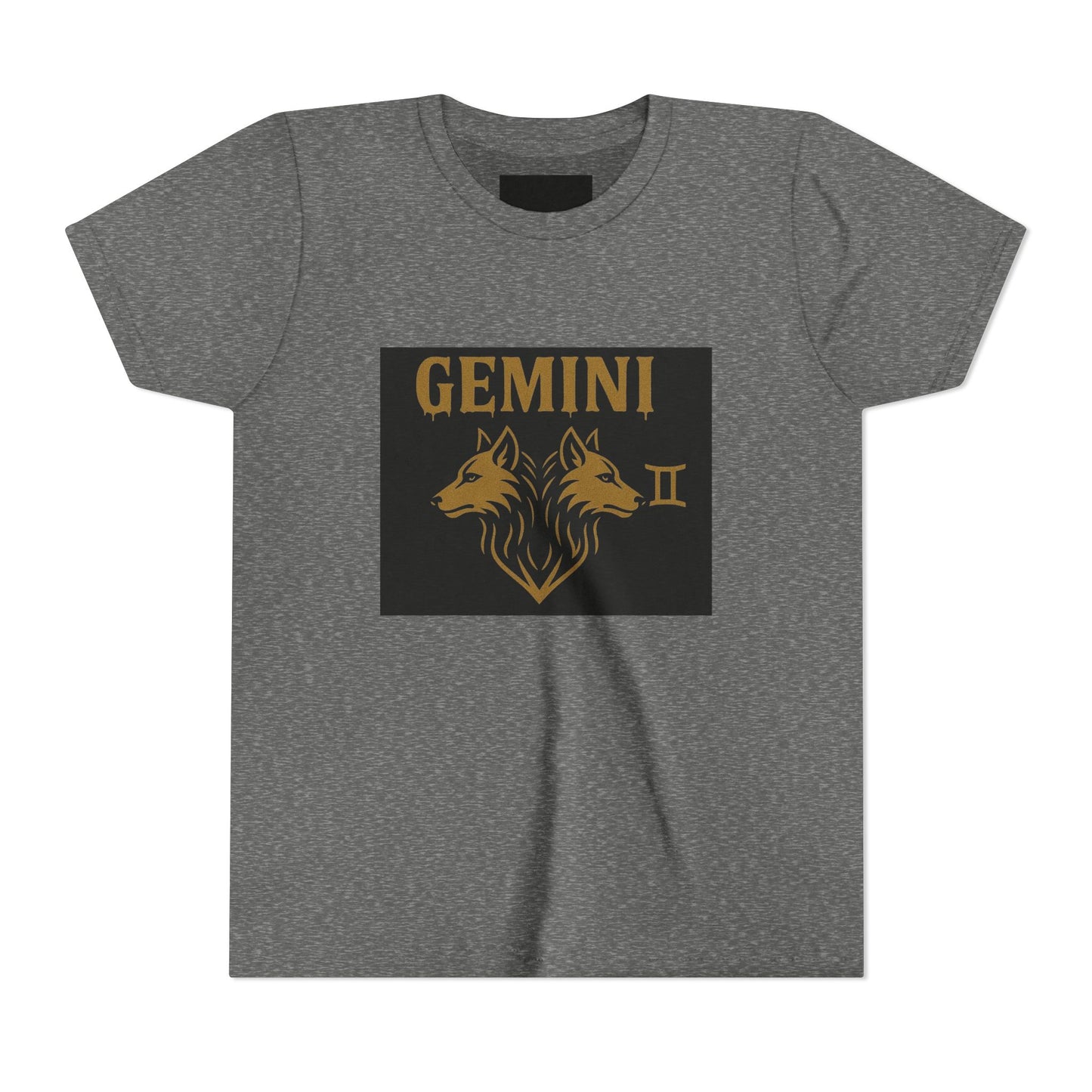 Copy of Gemini Wolf Youth Short Sleeve Tee - Astrology Shirt, Birthday Gift, Zodiac Apparel, Unique Tee for Kids