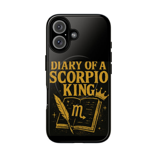 Diary of a scorpion king  Zodiac Magnetic Phone Case, Tough Phone Cover for Astrologers, Horoscope Gift, Astrology Accessory, Durable Cell Phone Protector