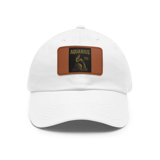 Dad Hat with Leather Patch, Astrology Fashion Hat, Gift for Pisces, Casual Outfit Accessory, Birthday Gift for Him